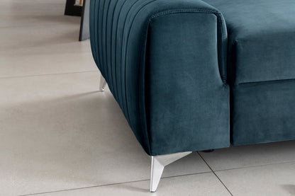 Laurence 3 Seater Velvet Sleeper Sofa - Teal Blue