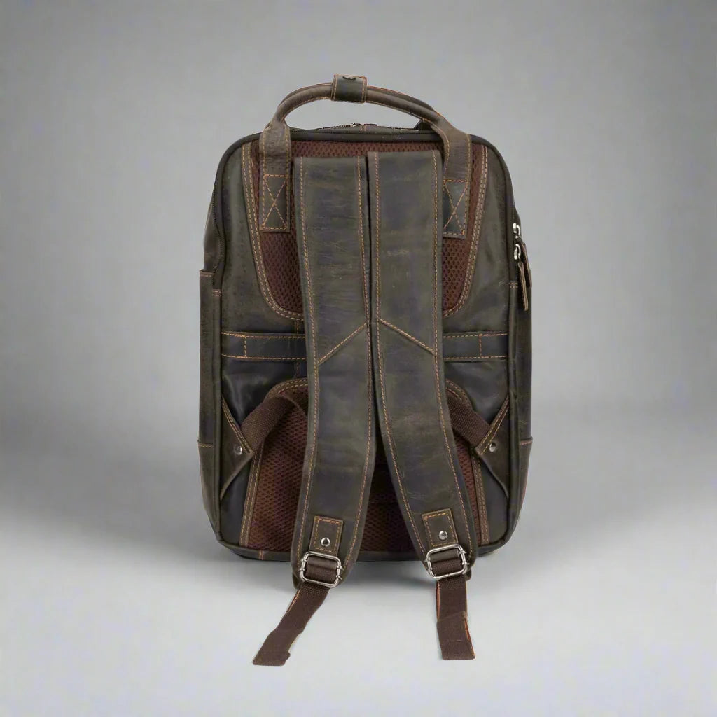 Greenwood Leather Backpack with Reinforced Laptop and Tablet Compartments