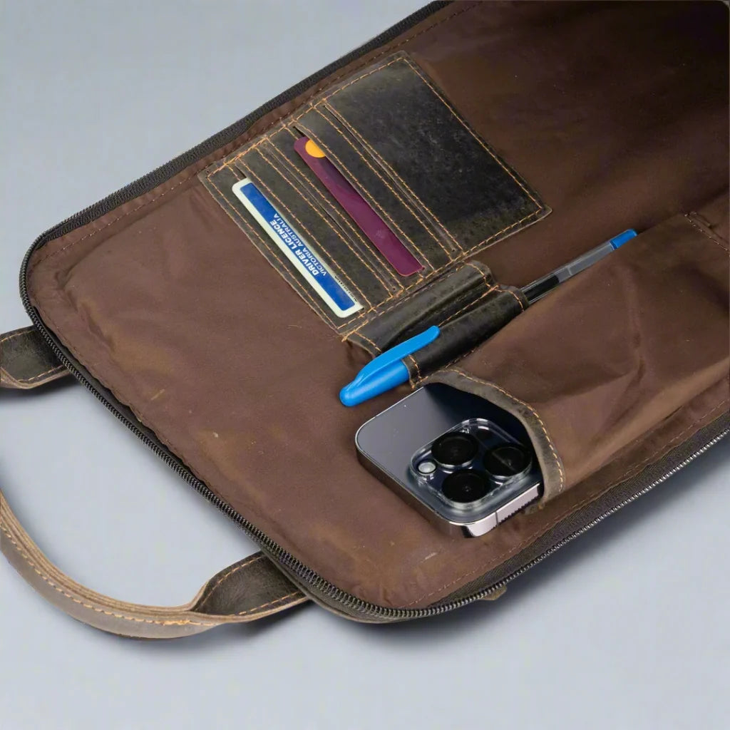 Greenwood Leather Backpack with Reinforced Laptop and Tablet Compartments