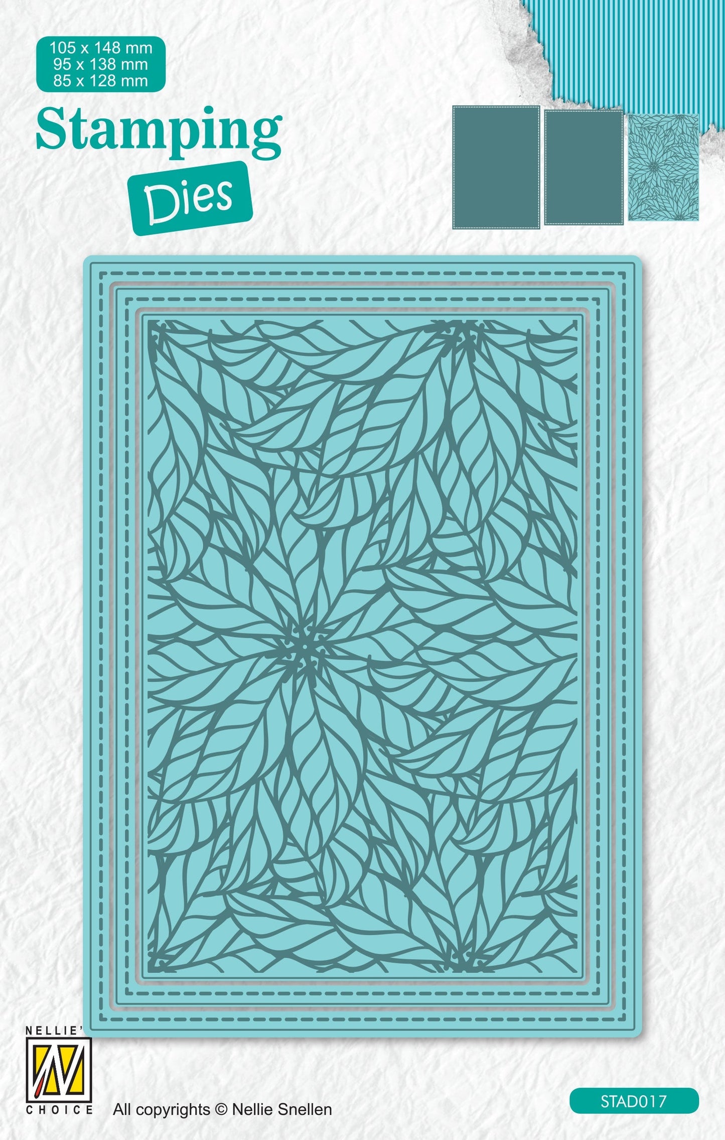 Nellie's Choice Stamping Die Rectangle - Christmas - Poinsettia