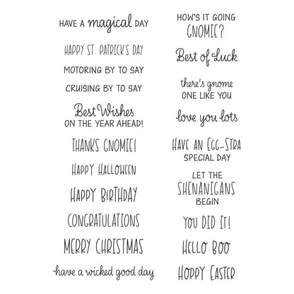 Gnome Drive Sentiments Clear Stamp Set from the Gnome Drive Collection
