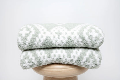 Desert Sage & White Diamond Mosaic Print Extended Throw