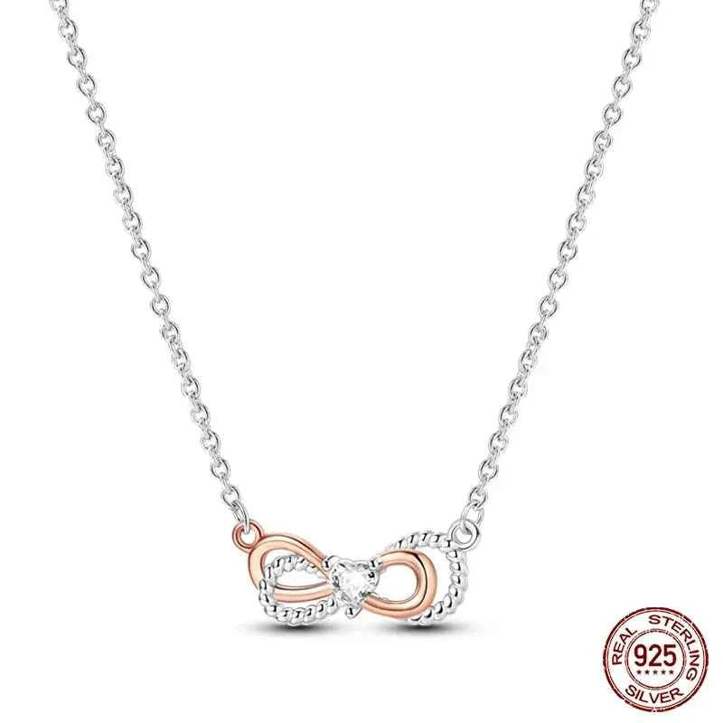 Endless Love Sterling Silver Infinity Bow Pendant Necklace