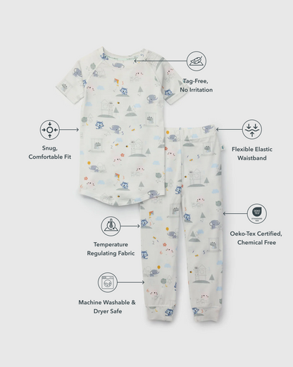 Short Sleeve Long Pants Summer Pajama Set TENCEL™ - Mini Mathletes