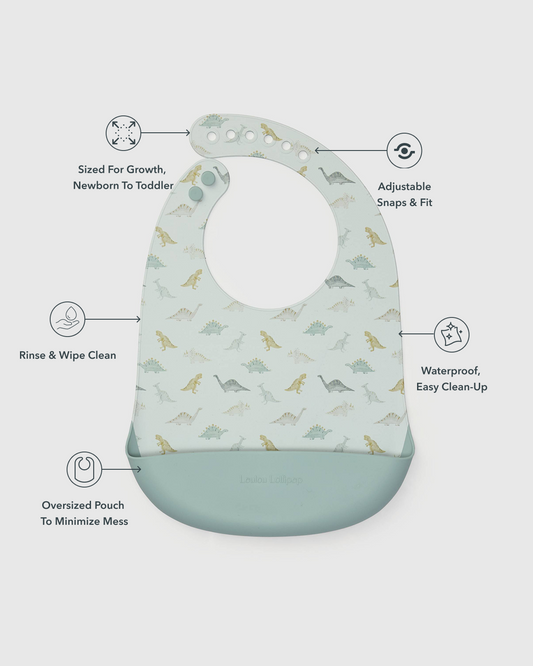 Silicone Bib Printed - Dino Friends