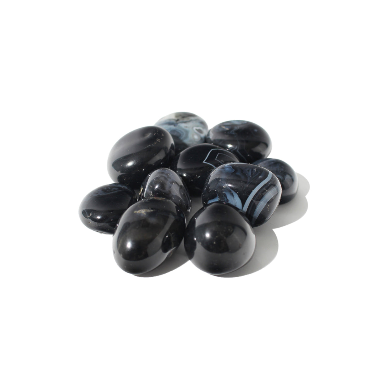 Black Banded Agate Tumbled Stones