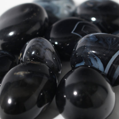 Black Banded Agate Tumbled Stones
