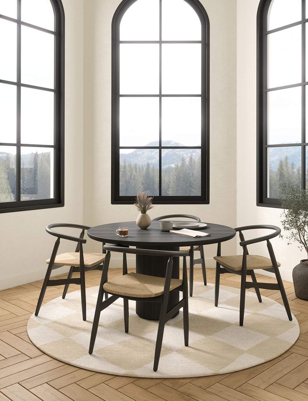 Trestres Karierter Teppich Natur & Elfenbein