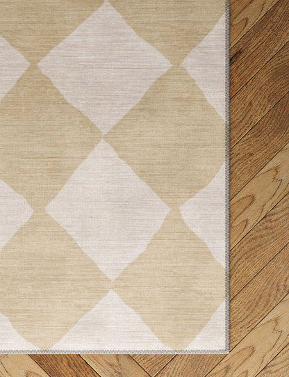 Trestres Karierter Teppich Natur & Elfenbein