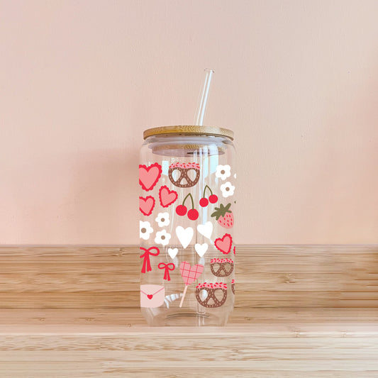 Boho-Glas - Herzen & Brezeln