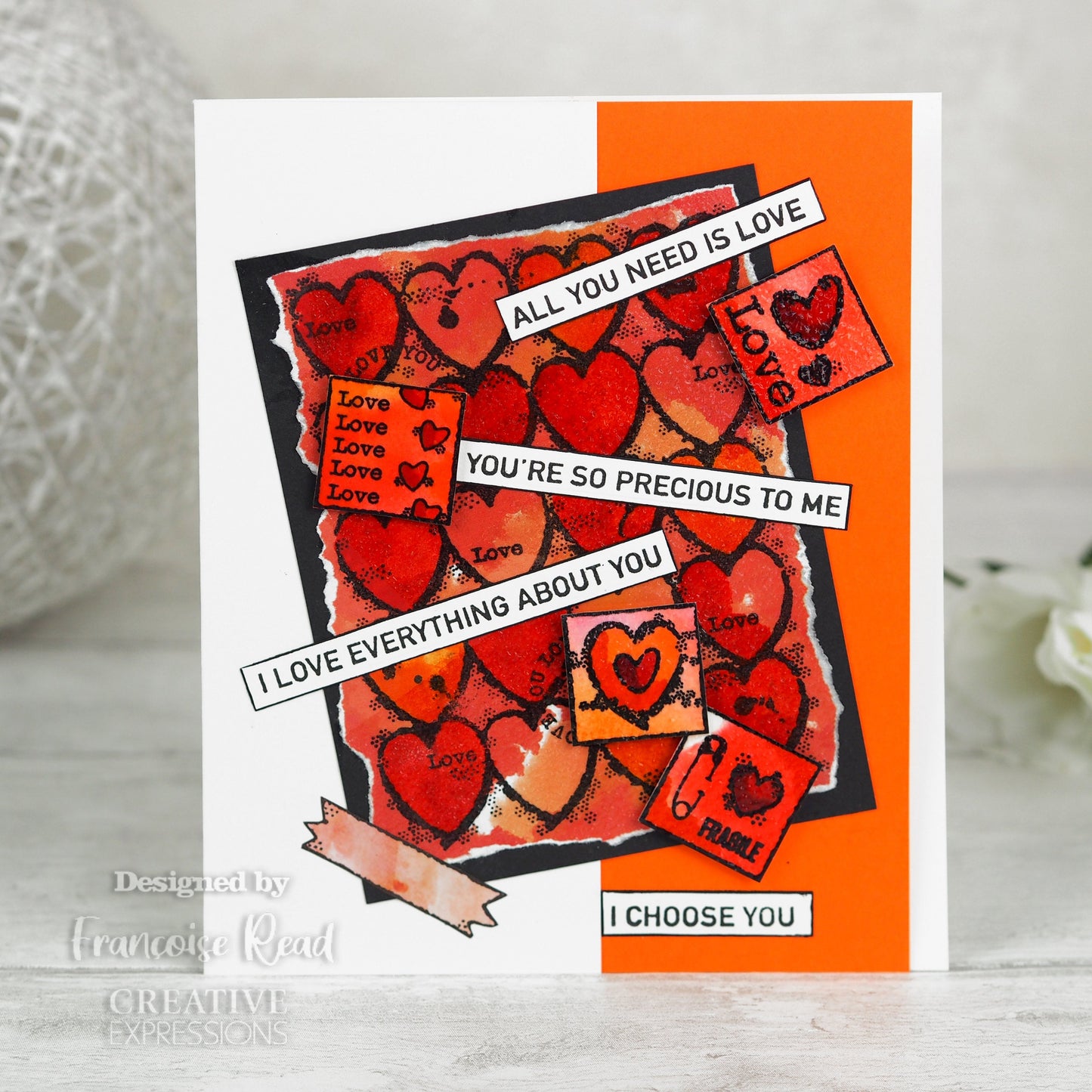 Woodware Clear Singles Heart Background 4 in x 6 in Stamp
