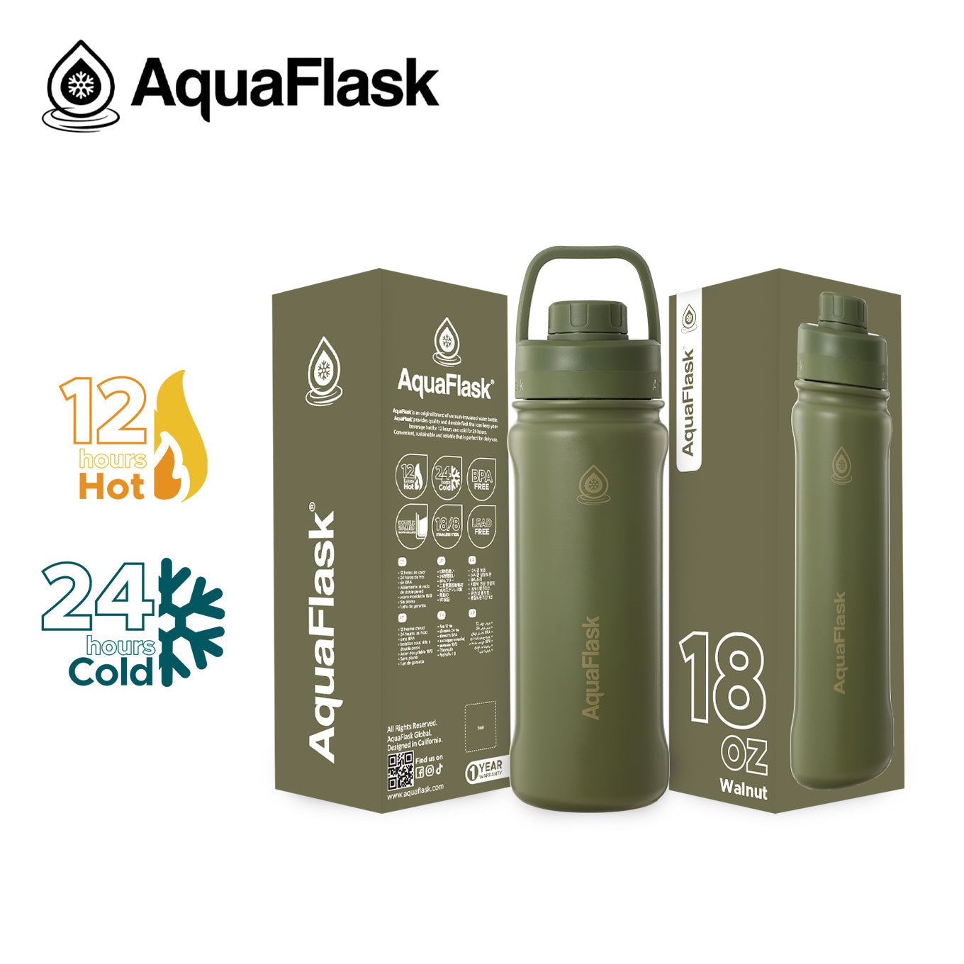 AquaFlask Original Vakuumisolierte Wasserflaschen 530ml (18oz)