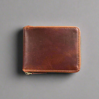Men’s Zip-Around Cow Leather Wallet