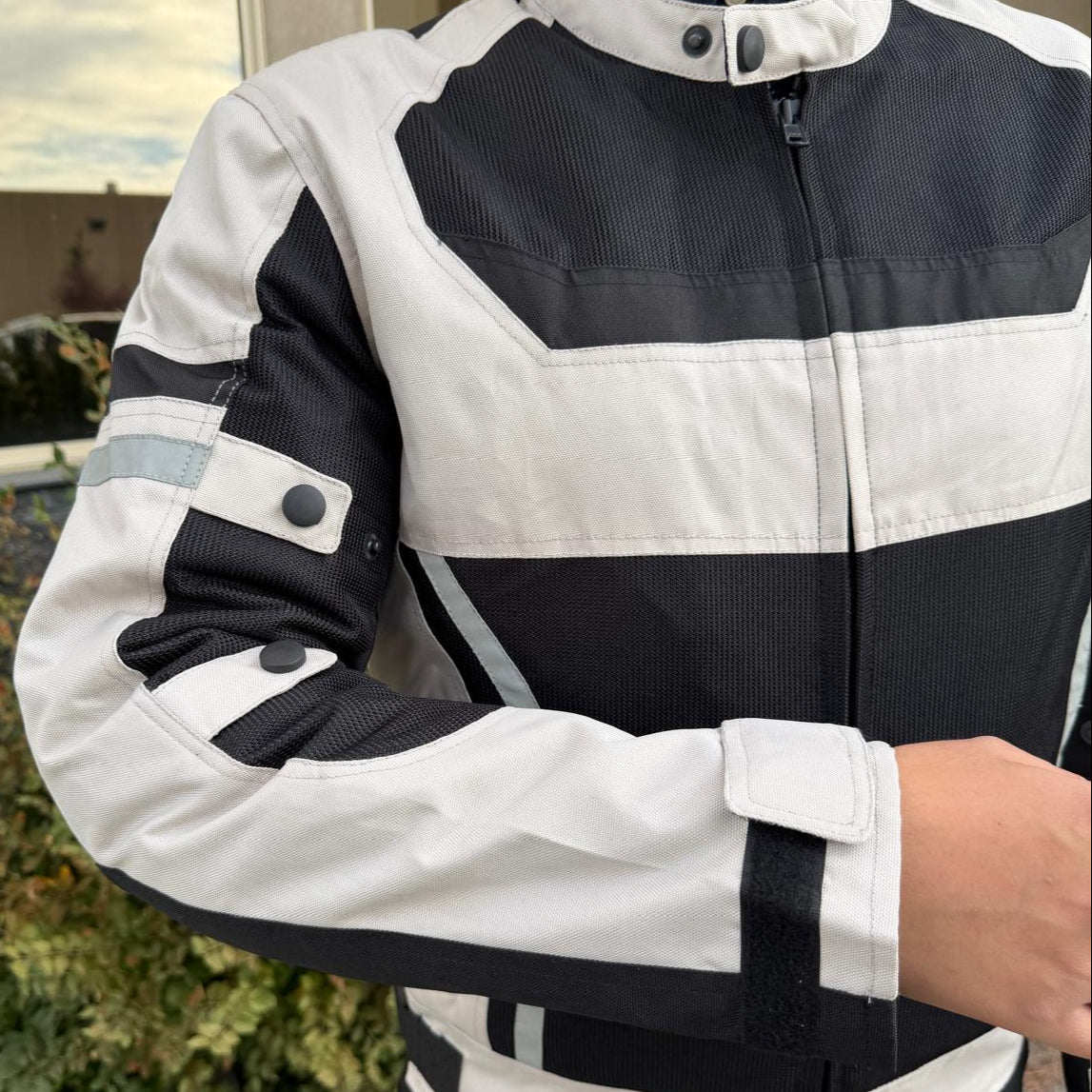 Men's Textile Motorcycle Jacket. Protective Armor, Reflective Strips & Multiple Pockets