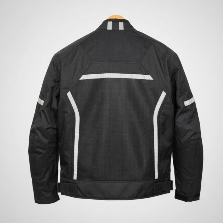 Men's Textile Motorcycle Jacket. Protective Armor, Reflective Strips & Multiple Pockets