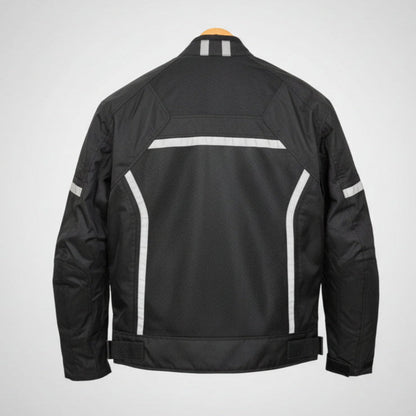Men's Textile Motorcycle Jacket. Protective Armor, Reflective Strips & Multiple Pockets