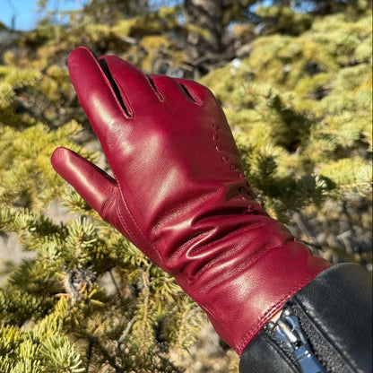 Women's Drum Dyed Lamb Leather Gloves with Wool Blend Lining