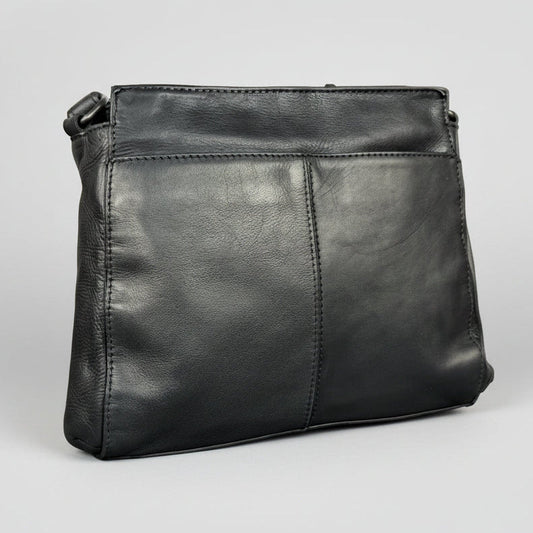 MET Women's Cow Leather Crossbody Bag with Front Zipper Pocket & Stud Detail