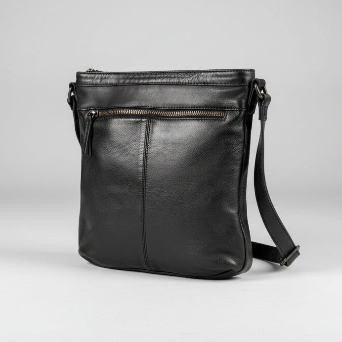 MET Premium Cow Leather Crossbody Bag with Chain Zipper Detail