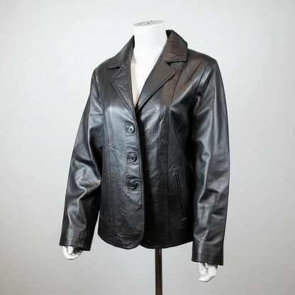 Women's Blazer Stitched Leather Jacket