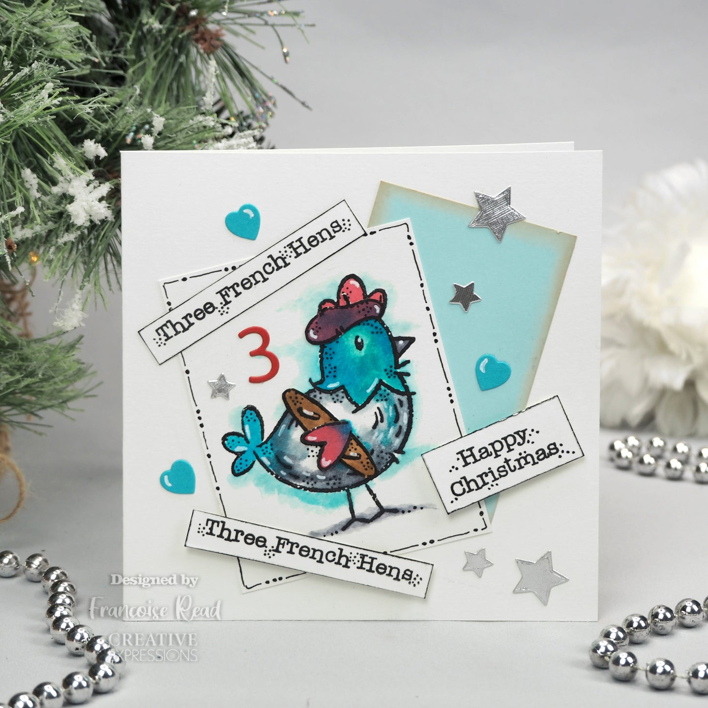 Woodware Clear Singles French Hen 3 in x 4 in Stamp