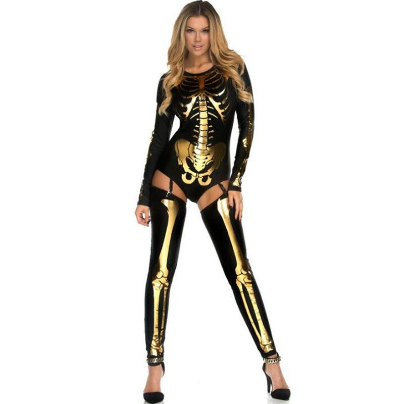 Halloween Skull Zombie Costume – Scary Skeleton Cosplay Outfit for Adults