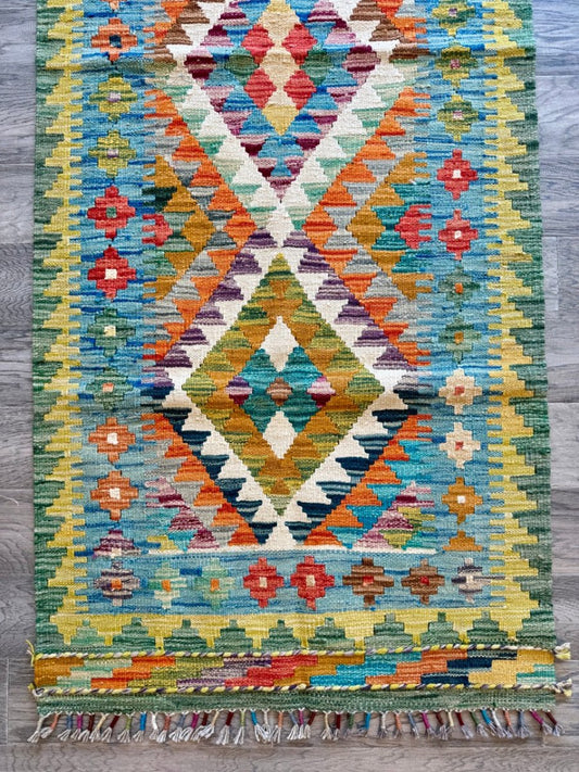 Afghan Chobi Kilim Läufer | 76 x 201 cm