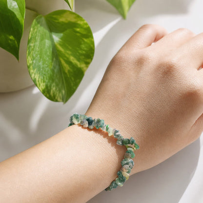 Agate Green Moss Chip Bracelet