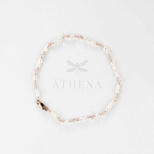 Pearl Cluster Anklet in Rose Gold Fill