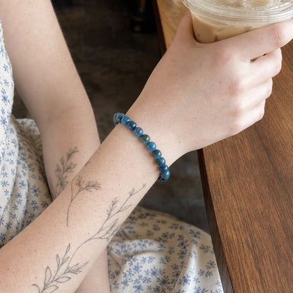 Apatite Blue Bead Bracelet