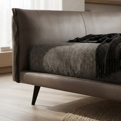 Aries Minimalist Brown Leather Bed