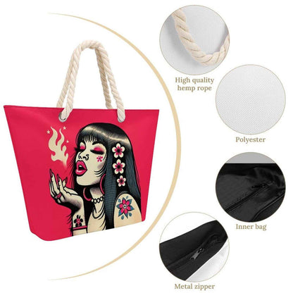 Pink Diesel Hemp rope tote bag
