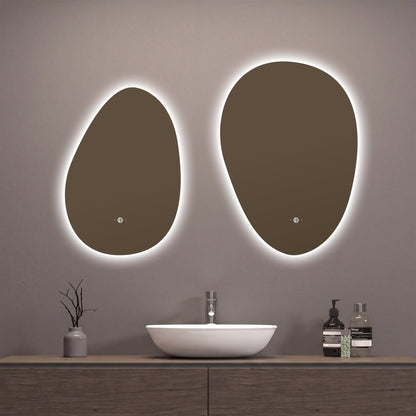 Asymmetrical Backlit LED Bathroom Mirror, Wave Sensor – 20"x28" / 24"x32"
