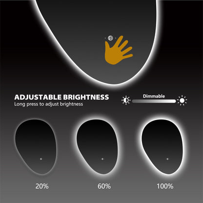 Asymmetrical Backlit LED Bathroom Mirror, Wave Sensor – 20"x28" / 24"x32"