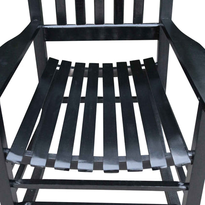 Black Wooden Porch Rocking Chair – Solid Wood Outdoor Rocker (US Delivery Only)