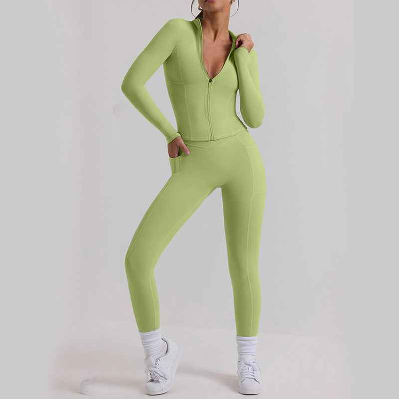 Women’s Long-Sleeve Yoga Workout Set – Top & Trousers Exercise Outfit