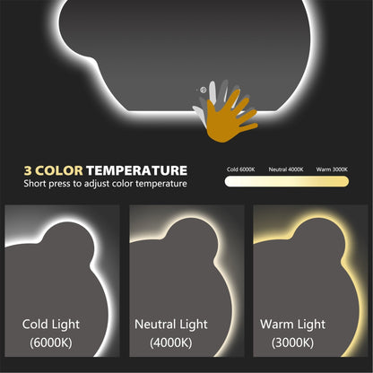 40" x 32" Bear Glow LED Bathroom Mirror, Wave Sensor, Anti-Fog, Dimmable