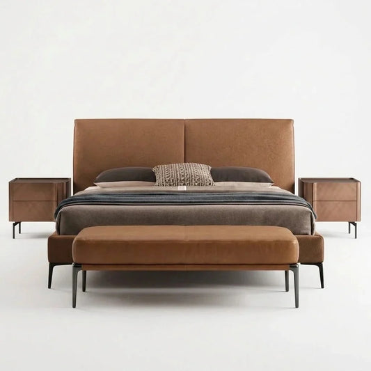 Berlin Caramel Leather Bed