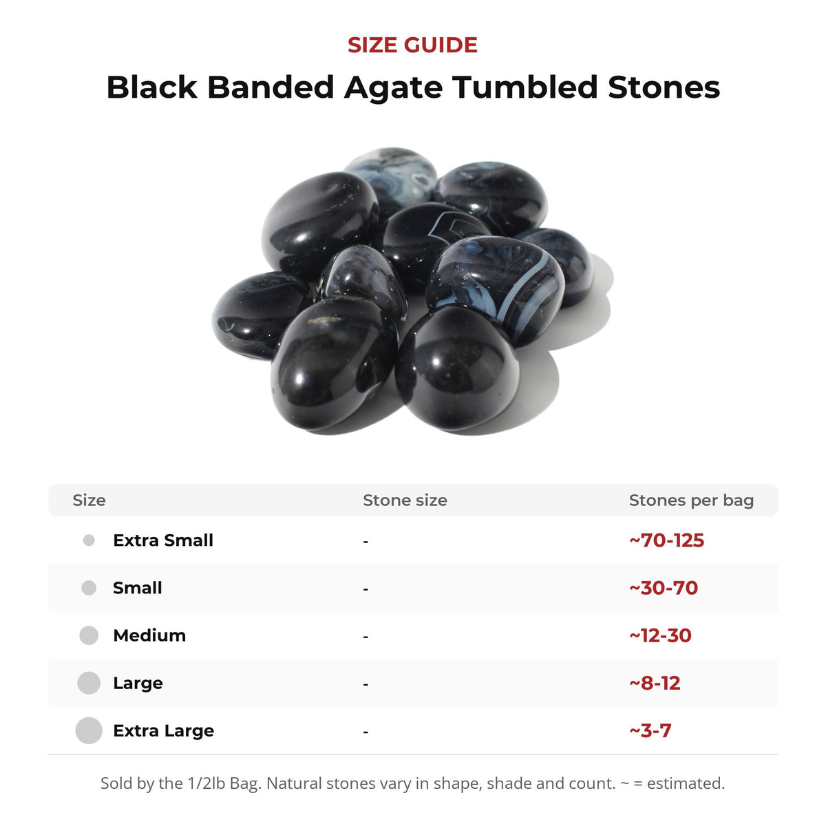 Black Banded Agate Tumbled Stones