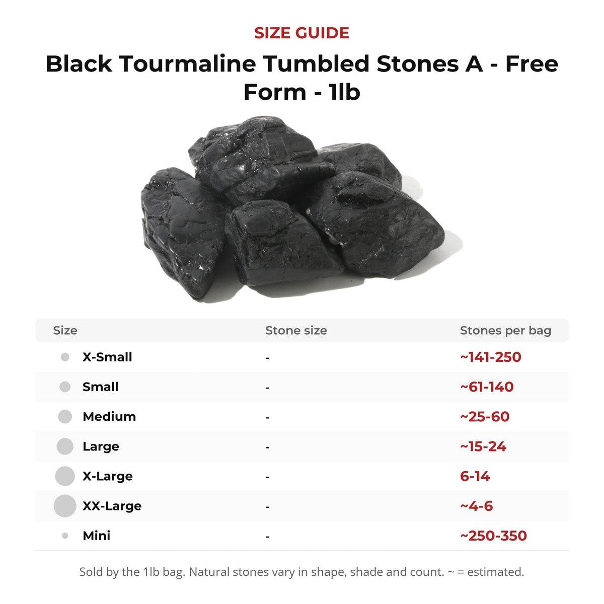 Black Tourmaline Tumbled Stones A - Free Form - 1lb