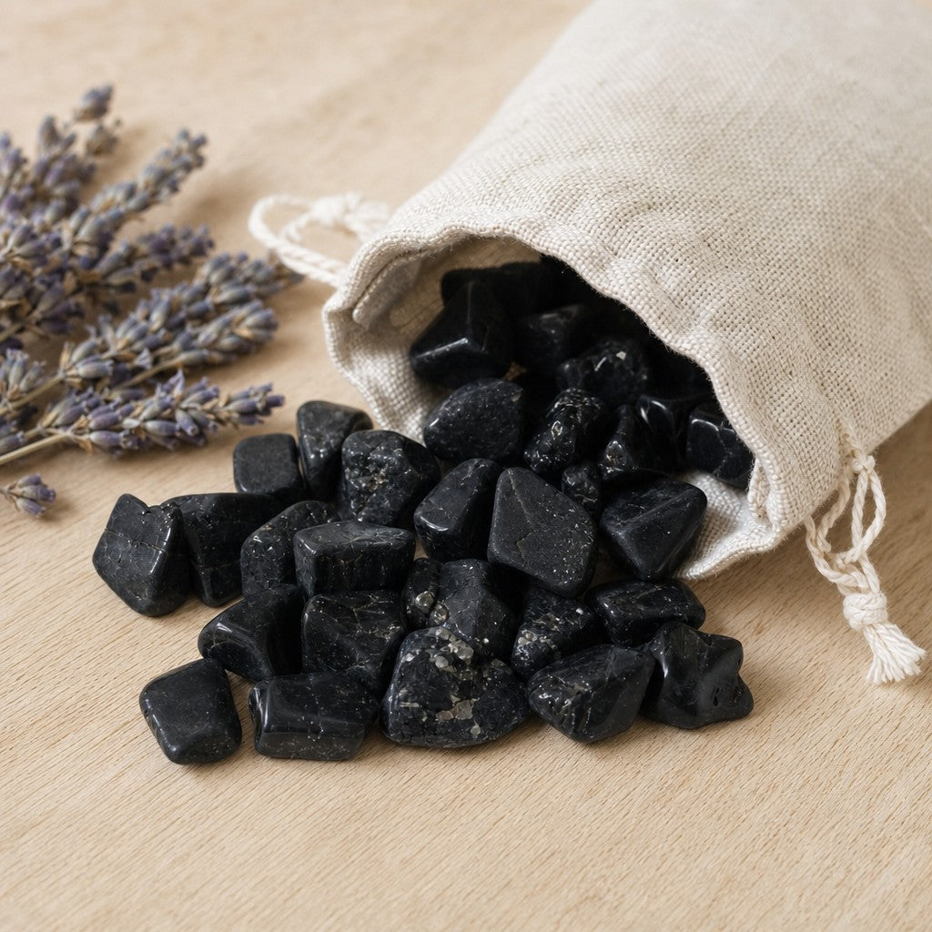 Black Tourmaline Tumbled Stones B - Free Form - 1lb
