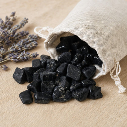 Black Tourmaline Tumbled Stones B - Free Form - 1lb