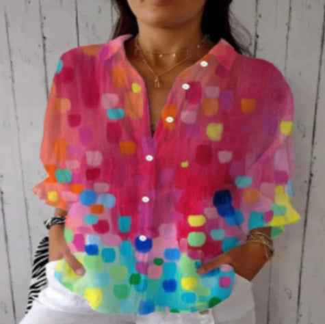 Women’s Floral Print Long-Sleeve Button Shirt – Casual Printed Cardigan Top | Sizes XS–5XL