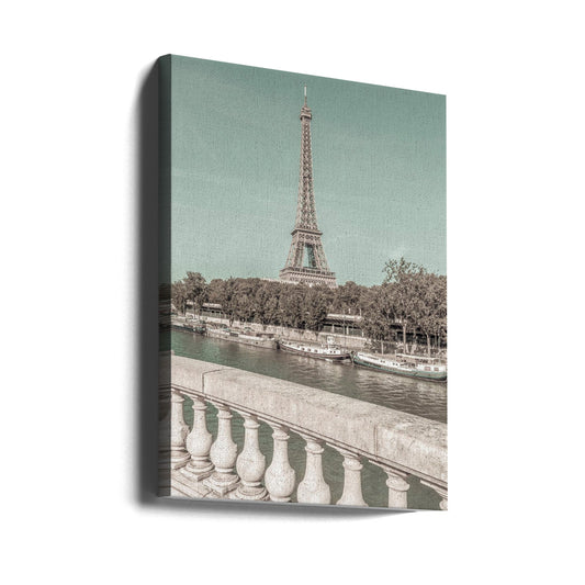 Wandbild PARIS Eiffelturm & Seine | urbaner Vintage-Stil