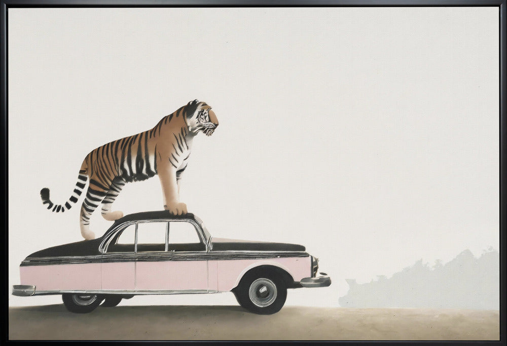 Wall art Tiger on a car roof
