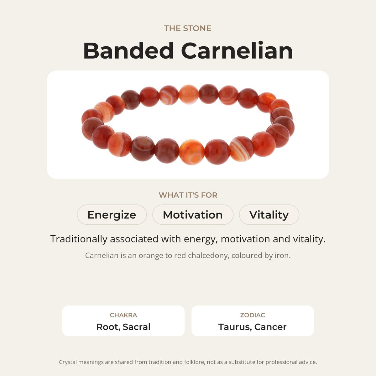 Carnelian Red Banded Round Bracelet - 8mm