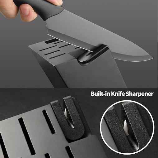 16-Piece Kitchen Knife Set with Block & Cutting Board – German Stainless Steel Knives with Sharpener & 6 Steak Knives (Deliver to United States Only)