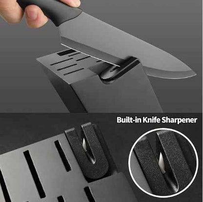 16-Piece Kitchen Knife Set with Block & Cutting Board – German Stainless Steel Knives with Sharpener & 6 Steak Knives (Deliver to United States Only)
