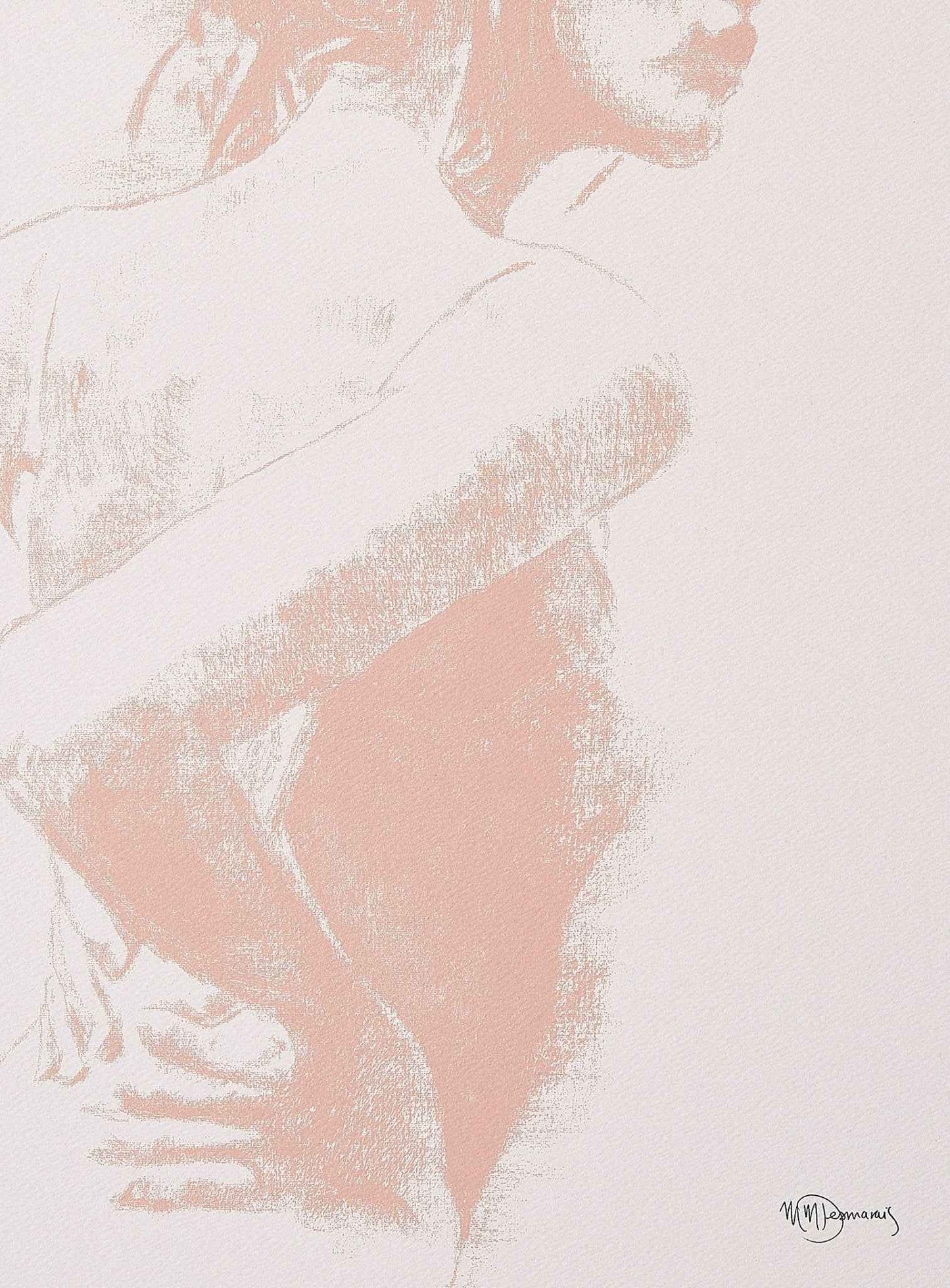 Charcoal Women Figure - Abricot on cream - art print