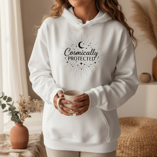 Cosmically Protected Hoodie | Celestial Pullover for Women | Spiritual Gift